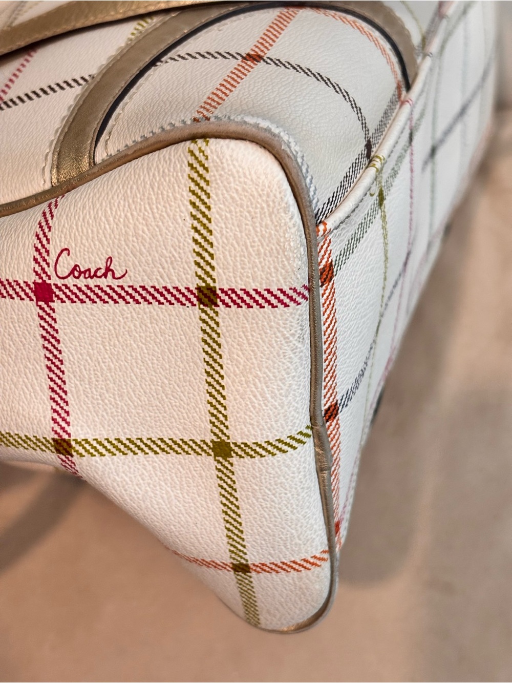 COACH 2011 Peyton Tattersall Plaid Satchel Shoulder Bag - Picture 9 of 16